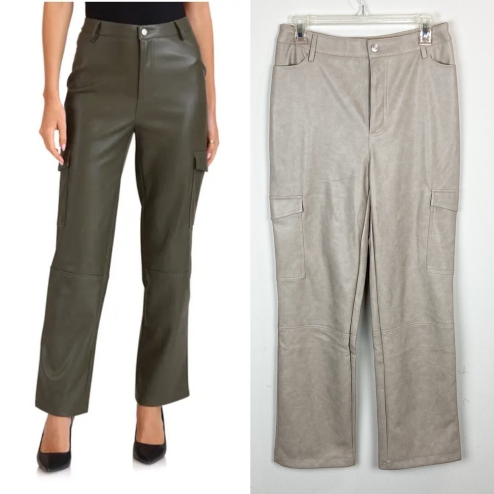 NWT Bagatelle Faux Leather Cargo Pants Beige Tan Cream Size Small Neutral